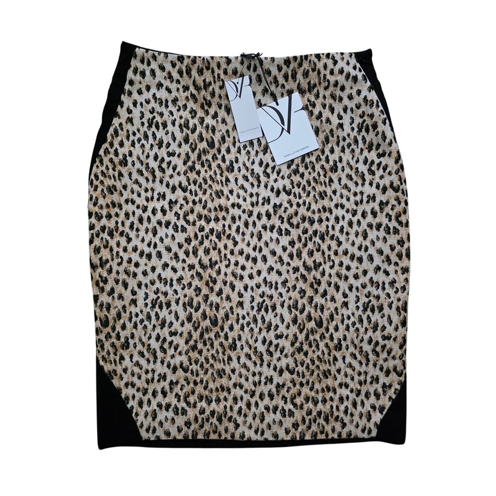 NWT Diane Von Furstenberg Emma Leopard Print Skirt Size 4